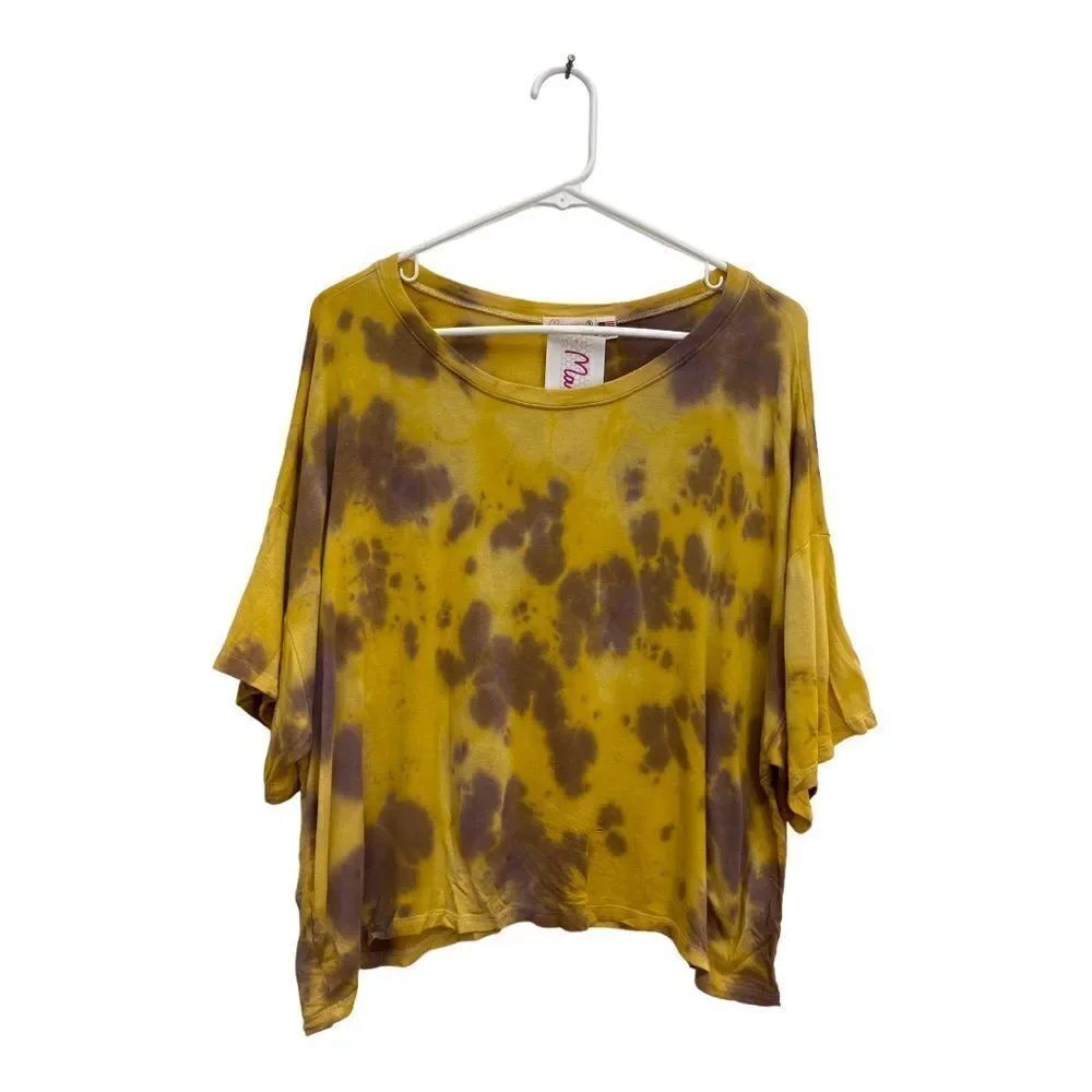 Maronie Tie Dye Boxy Short Sleeve Top Size S Yellow NWT
